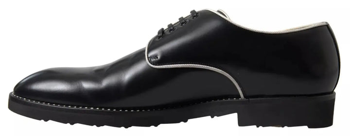 Dolce &amp; Gabbana Black White Leather Formal Dress Shoes
