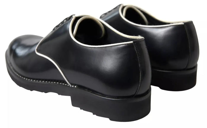 Dolce &amp; Gabbana Black White Leather Formal Dress Shoes