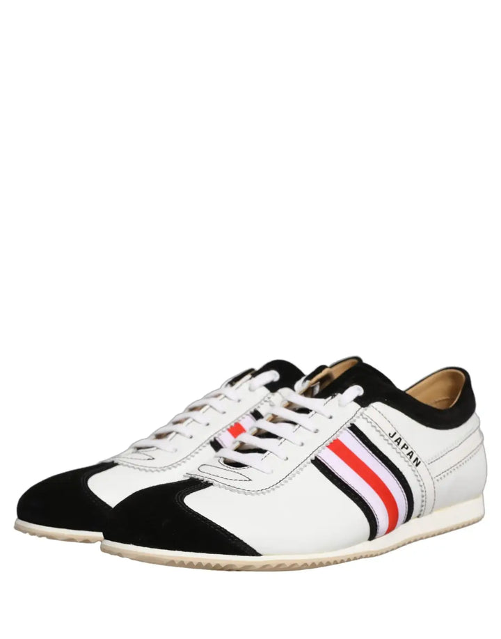Dolce &amp; Gabbana Black White Leather Suede Low Top Sneakers Shoes