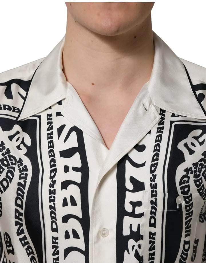 Dolce &amp; Gabbana Black White Logo Bandana Short Sleeves Shirt