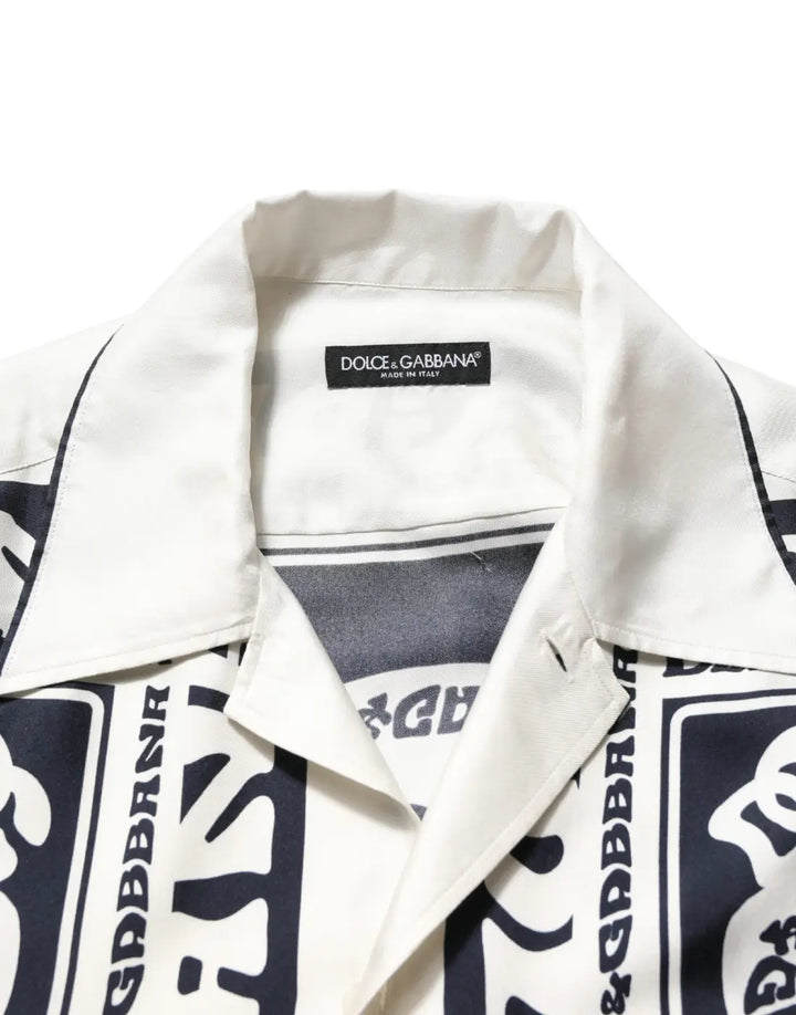 Dolce &amp; Gabbana Black White Logo Bandana Short Sleeves Shirt