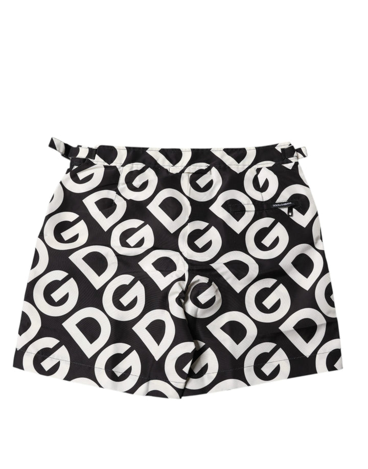 Dolce &amp; Gabbana Black White Logo Beachwear Shorts Swimwear