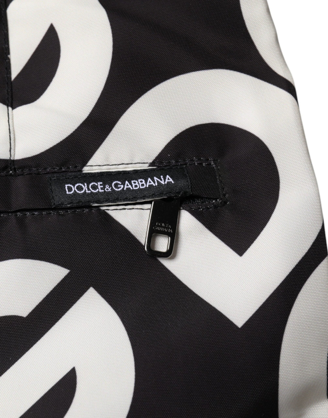 Dolce &amp; Gabbana Black White Logo Beachwear Shorts Swimwear
