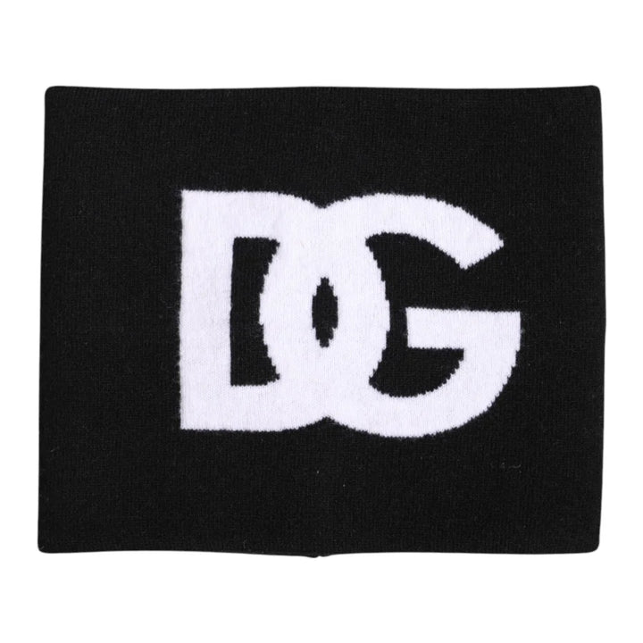 Dolce &amp; Gabbana Black White Logo Print Knitted Neck Warmer Scarf