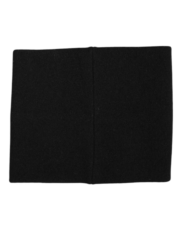 Dolce &amp; Gabbana Black White Logo Print Knitted Neck Warmer Scarf