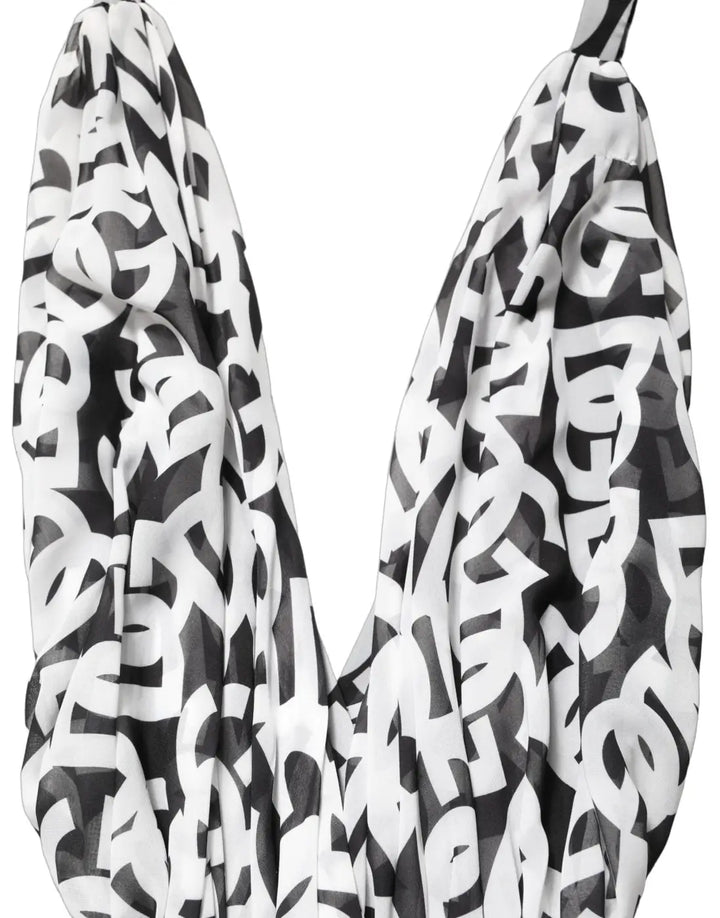 Dolce &amp; Gabbana Black White Logo Sleeveless Floor Length Maxi Dress