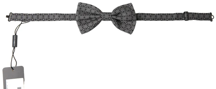 Dolce &amp; Gabbana Black White Pattern Adjustable Neck Papillon Bow Tie
