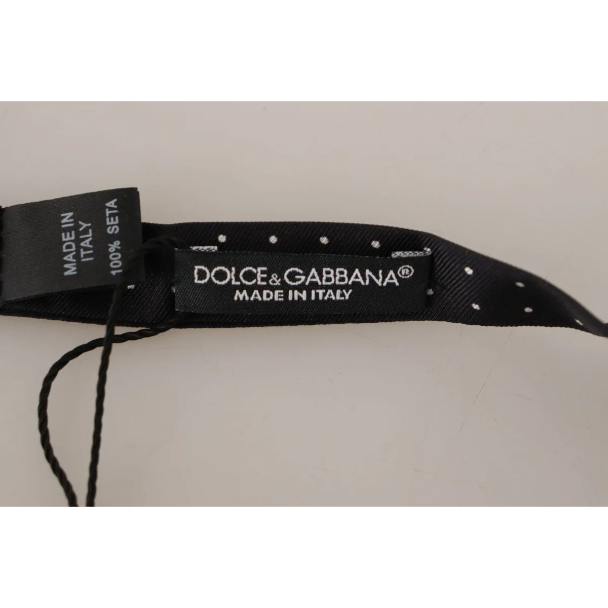 Dolce & Gabbana Black White Polka Dot 100% Silk Neck Papillon Tie