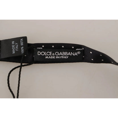 Dolce & Gabbana Black White Polka Dot 100% Silk Neck Papillon Tie