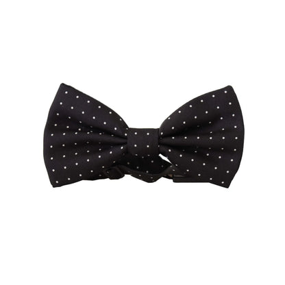 Dolce & Gabbana Black White Polka Dot 100% Silk Neck Papillon Tie