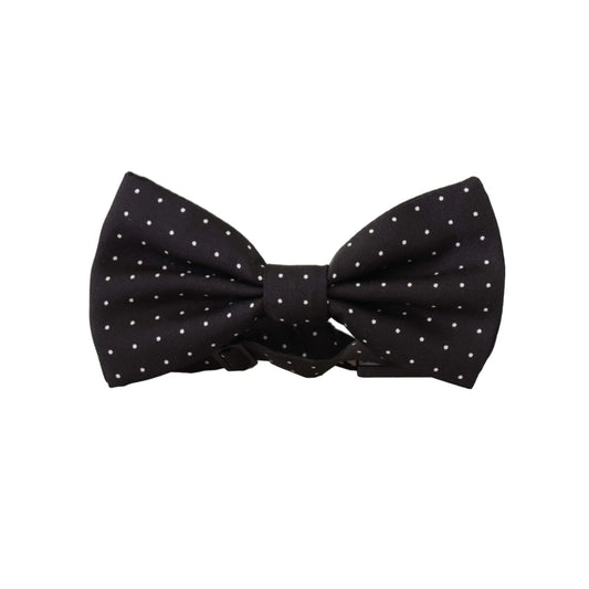Dolce & Gabbana Black White Polka Dot 100% Silk Neck Papillon Tie