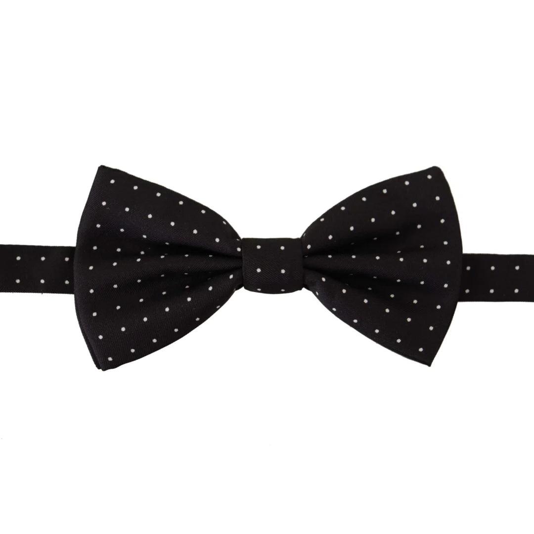 Dolce & Gabbana Black White Polka Dot 100% Silk Neck Papillon Tie