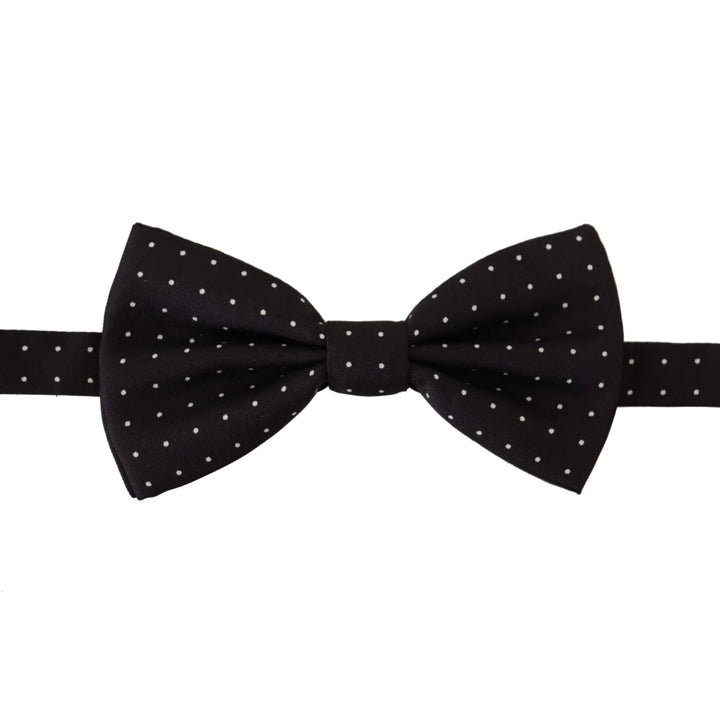 Dolce & Gabbana Black White Polka Dot 100% Silk Neck Papillon Tie