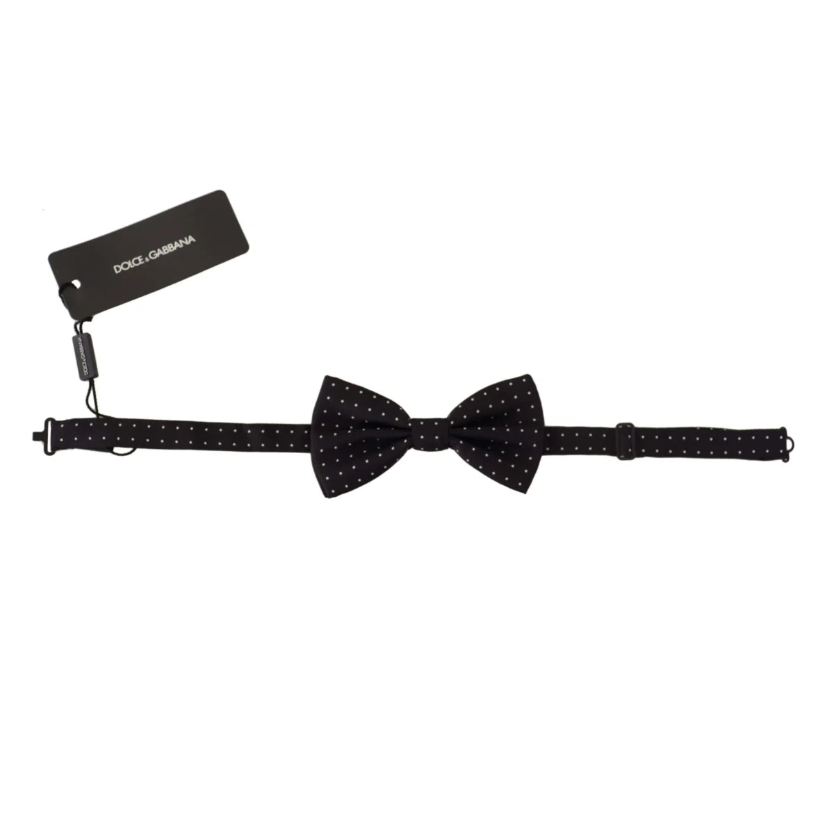 Dolce & Gabbana Black White Polka Dot 100% Silk Neck Papillon Tie