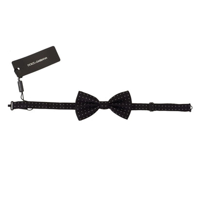 Dolce & Gabbana Black White Polka Dot 100% Silk Neck Papillon Tie