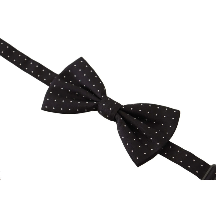 Dolce & Gabbana Black White Polka Dot 100% Silk Neck Papillon Tie