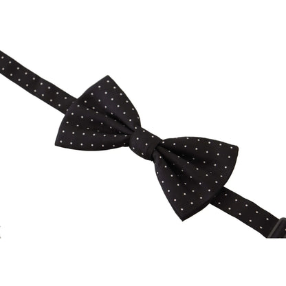 Dolce & Gabbana Black White Polka Dot 100% Silk Neck Papillon Tie