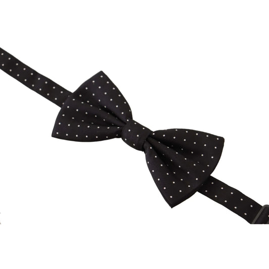 Dolce & Gabbana Black White Polka Dot 100% Silk Neck Papillon Tie
