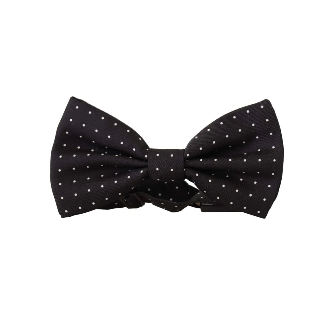 Dolce & Gabbana Black White Polka Dot 100% Silk Neck Papillon Tie