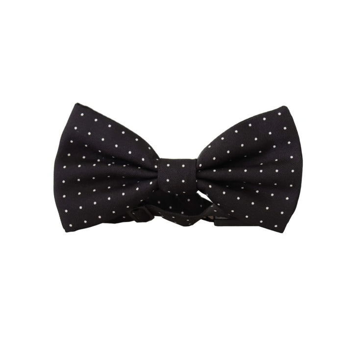 Dolce & Gabbana Black White Polka Dot 100% Silk Neck Papillon Tie
