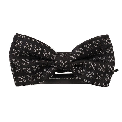 Dolce & Gabbana Black White Polka Dot 100% Silk Neck Papillon Tie