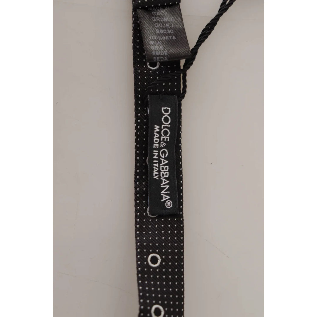 Dolce & Gabbana Black White Polka Dot 100% Silk Neck Papillon Tie