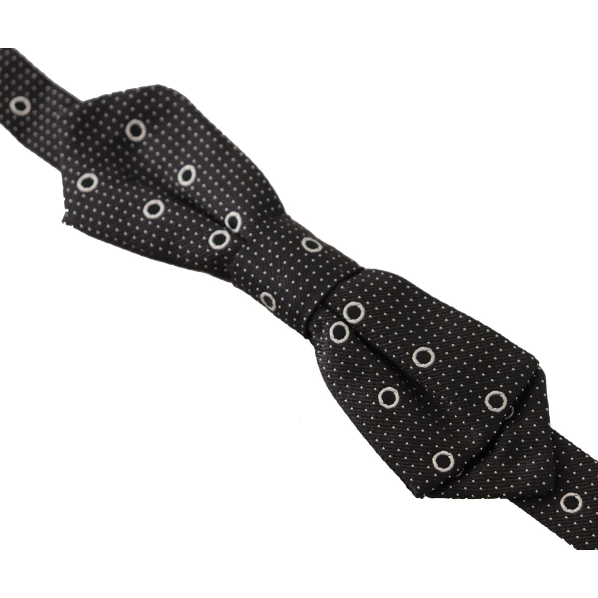 Dolce & Gabbana Black White Polka Dot 100% Silk Neck Papillon Tie