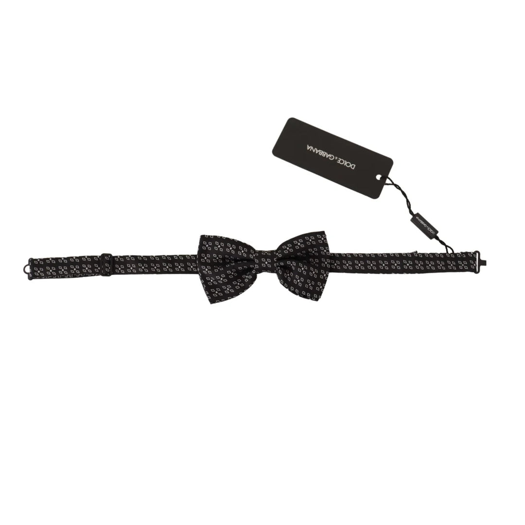 Dolce & Gabbana Black White Polka Dot 100% Silk Neck Papillon Tie