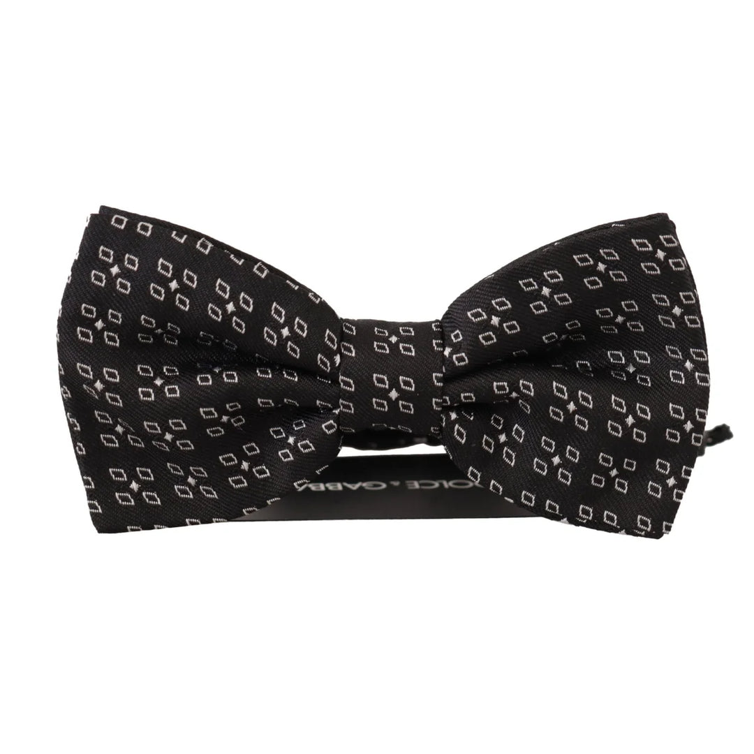 Dolce & Gabbana Black White Polka Dot 100% Silk Neck Papillon Tie