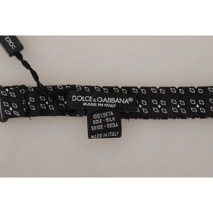 Dolce & Gabbana Black White Polka Dot 100% Silk Neck Papillon Tie