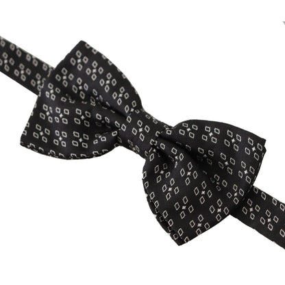 Dolce & Gabbana Black White Polka Dot 100% Silk Neck Papillon Tie