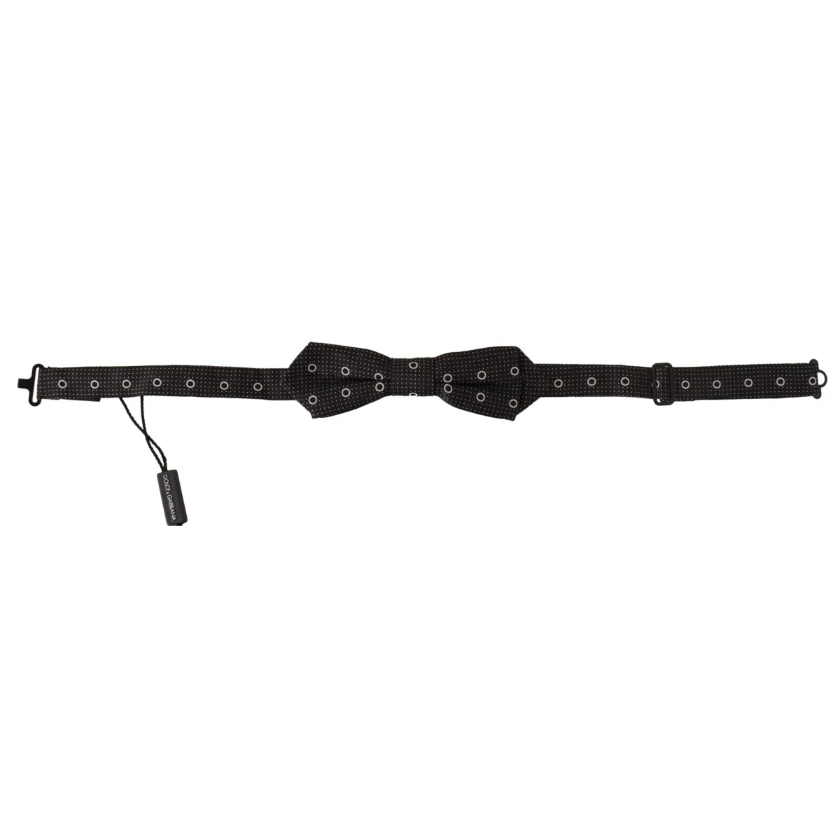 Dolce & Gabbana Black White Polka Dot 100% Silk Neck Papillon Tie