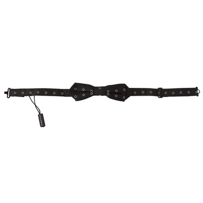 Dolce & Gabbana Black White Polka Dot 100% Silk Neck Papillon Tie