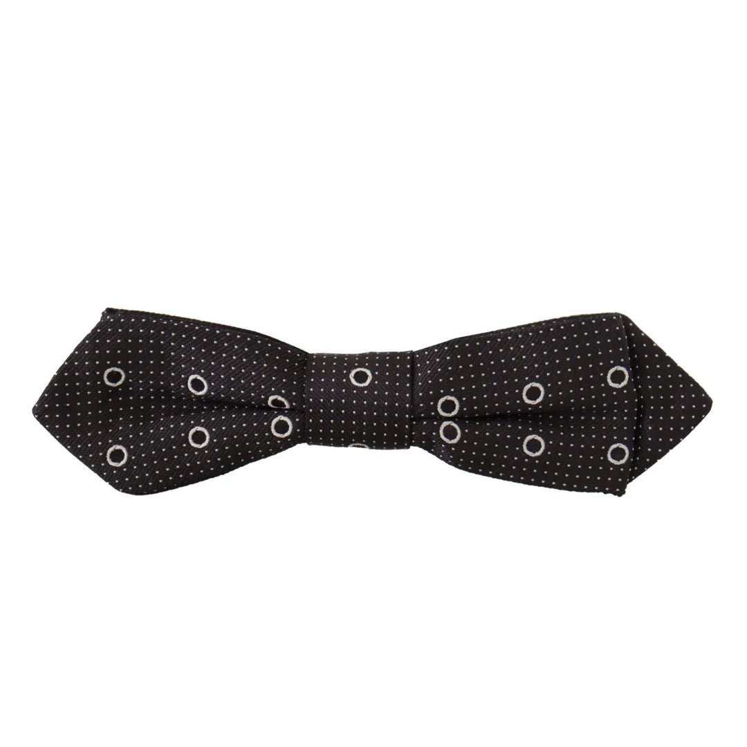 Dolce & Gabbana Black White Polka Dot 100% Silk Neck Papillon Tie
