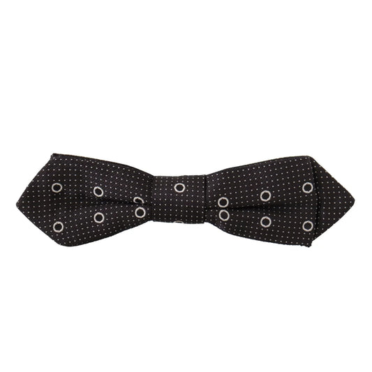 Dolce & Gabbana Black White Polka Dot 100% Silk Neck Papillon Tie