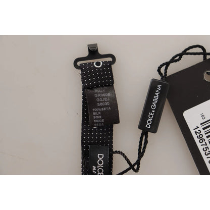 Dolce & Gabbana Black White Polka Dot 100% Silk Neck Papillon Tie