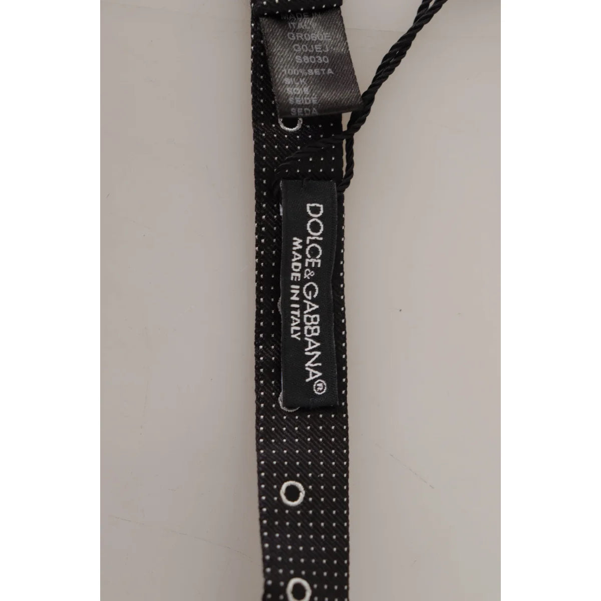 Dolce & Gabbana Black White Polka Dot 100% Silk Neck Papillon Tie