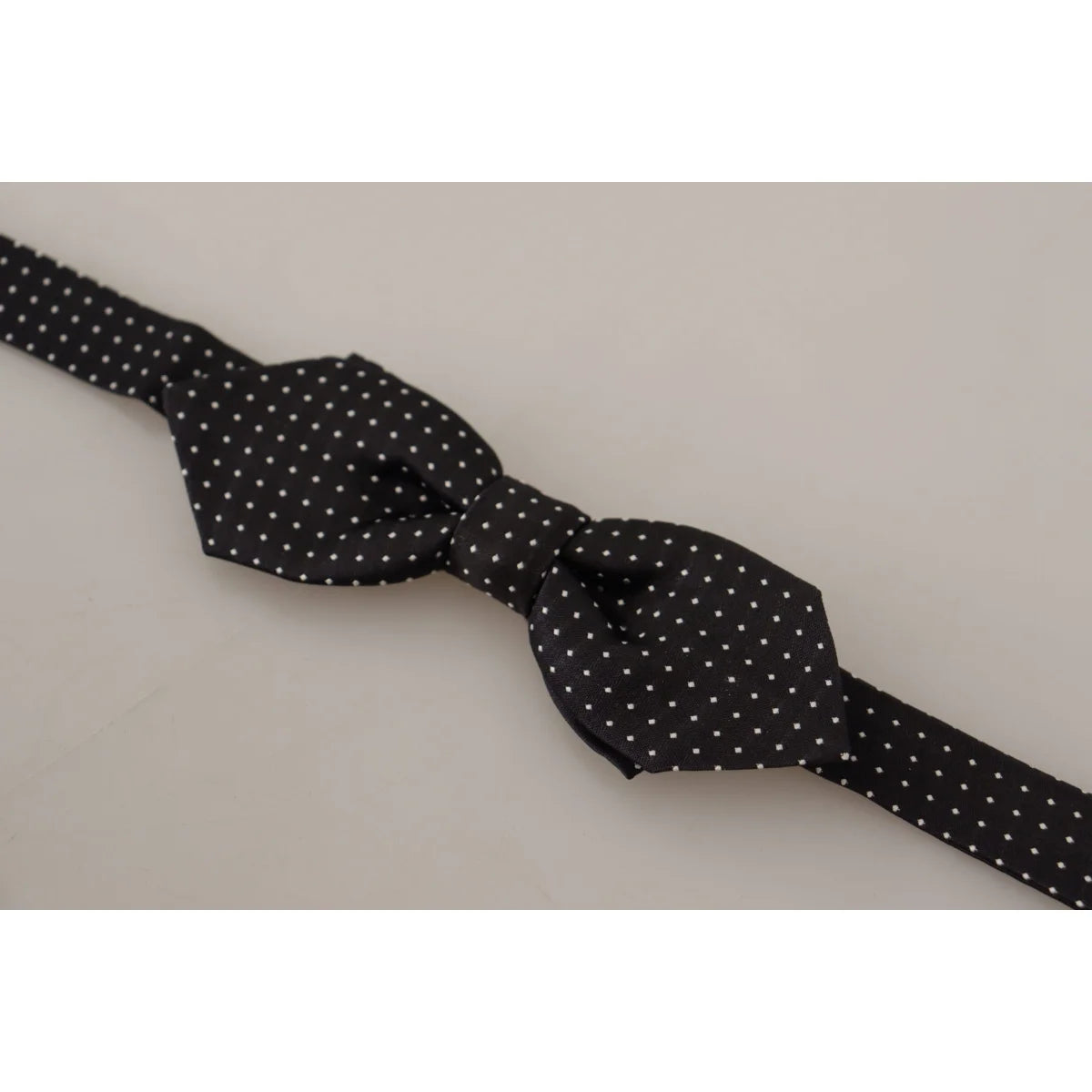 Dolce & Gabbana Black White Polka Dot Adjustable Neck Papillon Bow Tie