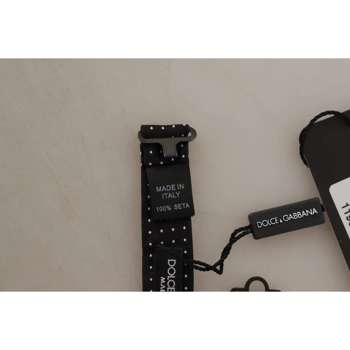 Dolce & Gabbana Black White Polka Dot Adjustable Neck Papillon Bow Tie