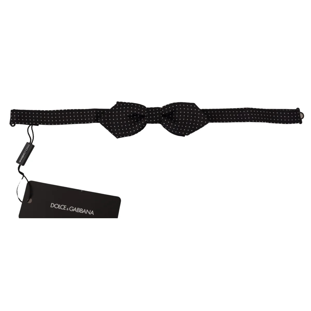 Dolce & Gabbana Black White Polka Dot Adjustable Neck Papillon Bow Tie