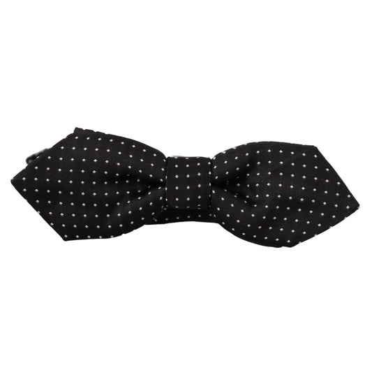 Dolce & Gabbana Black White Polka Dot Adjustable Neck Papillon Bow Tie