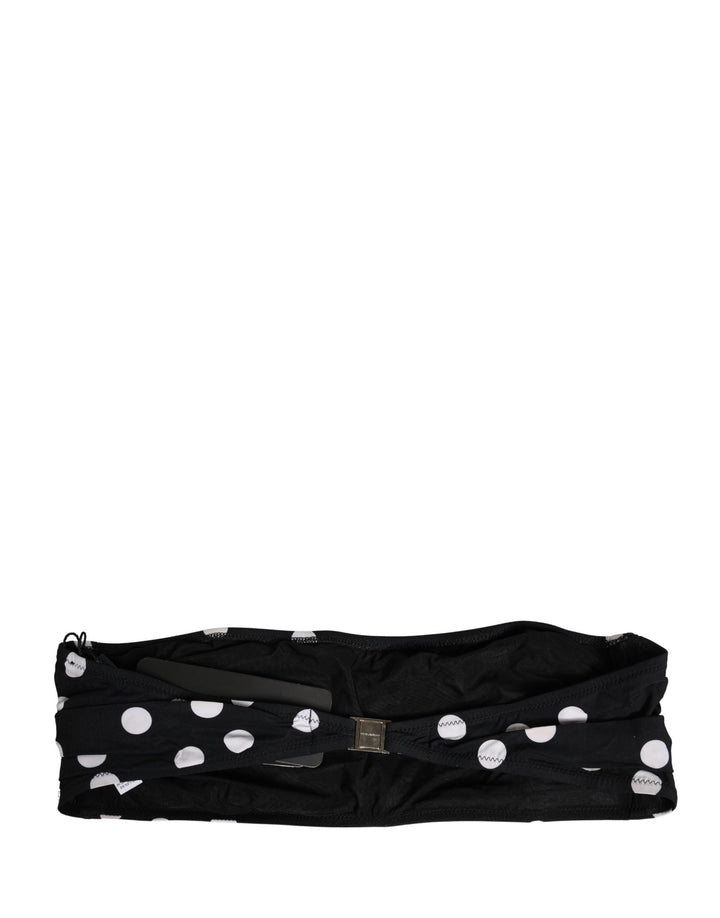 Dolce &amp; Gabbana Black White Polka Dot Bandeau Beachwear Swimwear - Women’s Tops