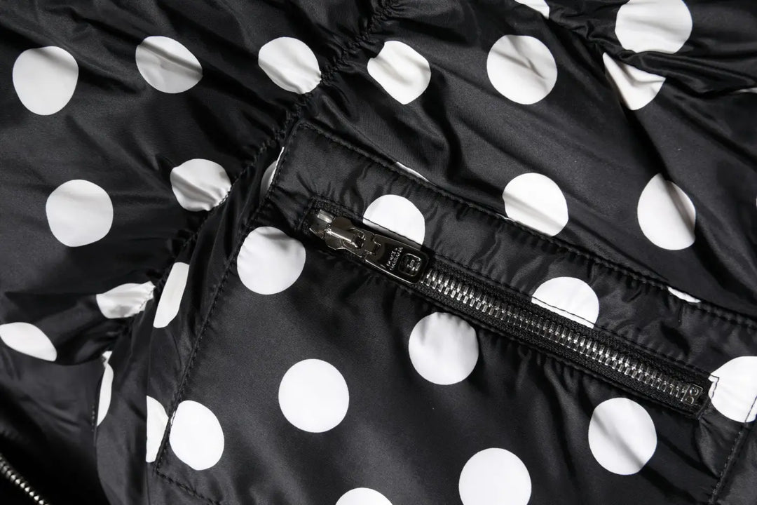 Dolce &amp; Gabbana Black White Polka Dot Full Zip Puffer Jacket