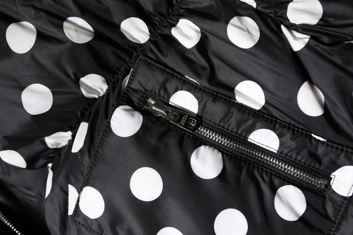 Dolce &amp; Gabbana Black White Polka Dot Full Zip Puffer Jacket