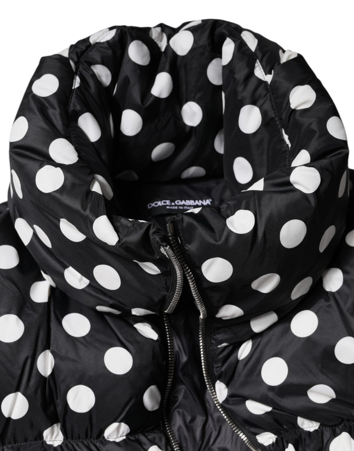 Dolce &amp; Gabbana Puffer Jackets - Black White Polka Dot Full Zip Jacket