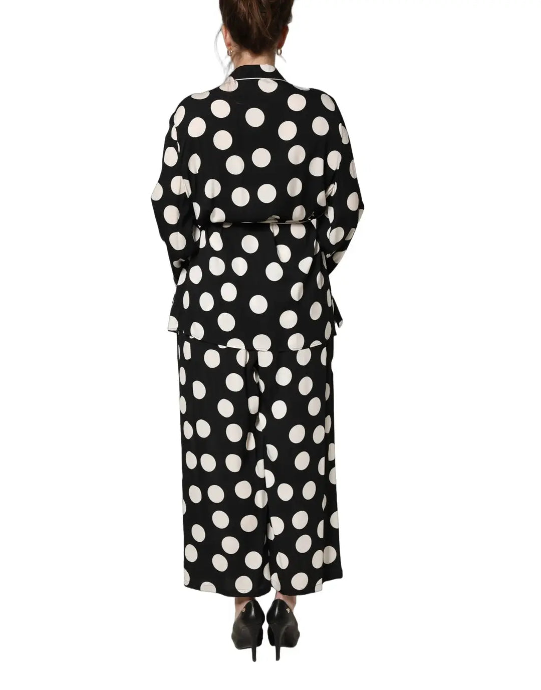 Dolce &amp; Gabbana Black White Polka Dot Pajama 2 Piece Set Sleepwear
