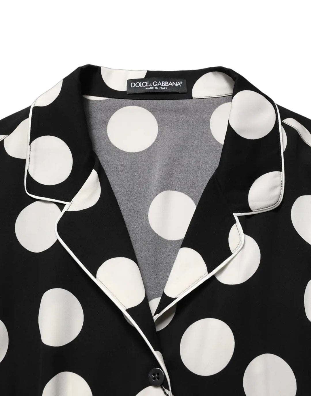 Dolce &amp; Gabbana Black White Polka Dot Pajama 2 Piece Set Sleepwear