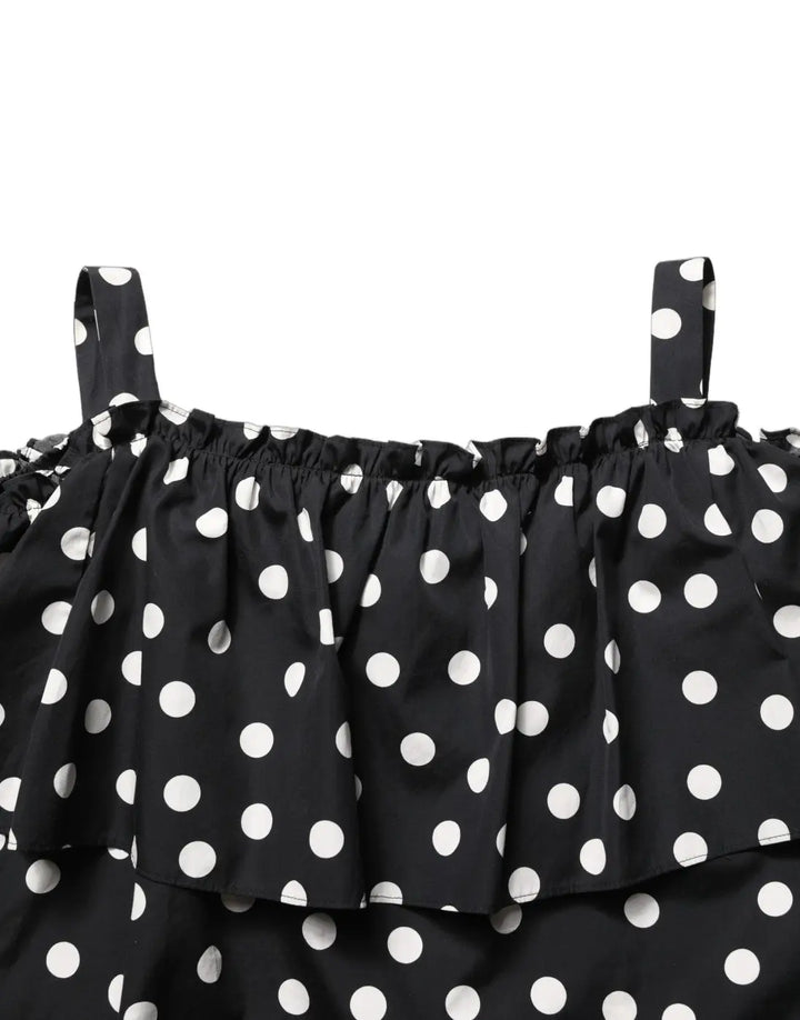 Dolce &amp; Gabbana Black White Polka Dot Off Shoulder Top
