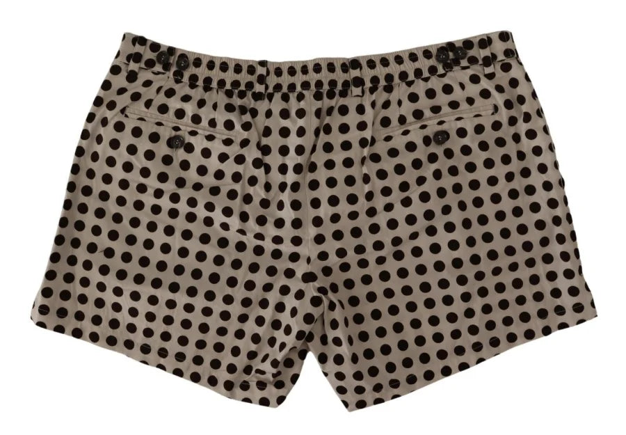 Dolce &amp; Gabbana Black White Polka Dots Cotton Linen Shorts