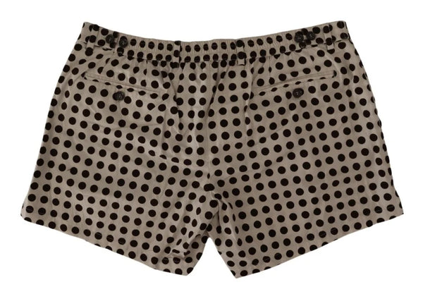 Dolce & Gabbana Black White Polka Dots Cotton Linen Shorts